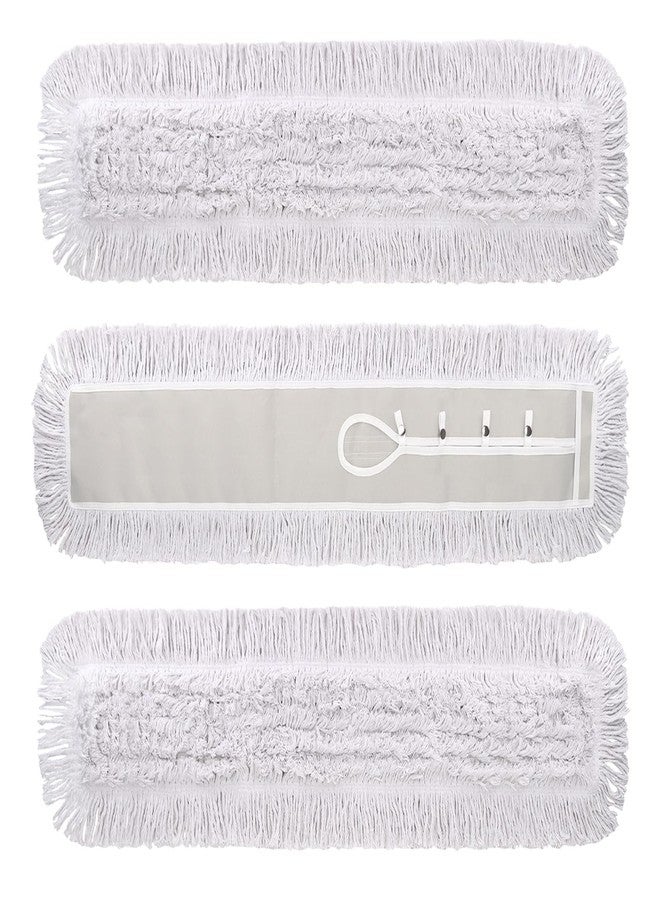 BeiLan 48 Inch Dust Mop Head: Replacement Medium Washable Commercial Mop Head Sweeper and Janitorial Replacement with Botton (White - 48 Inch, 3 Pack, Botton) - Image 1